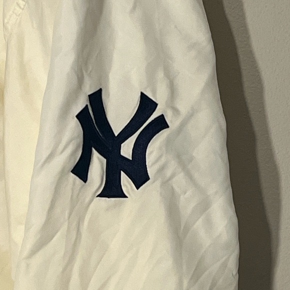 VTG New York Yankees White Starter Genuine 1/4 Zip Pullover Jacket Medium (E) - Picture 5 of 15